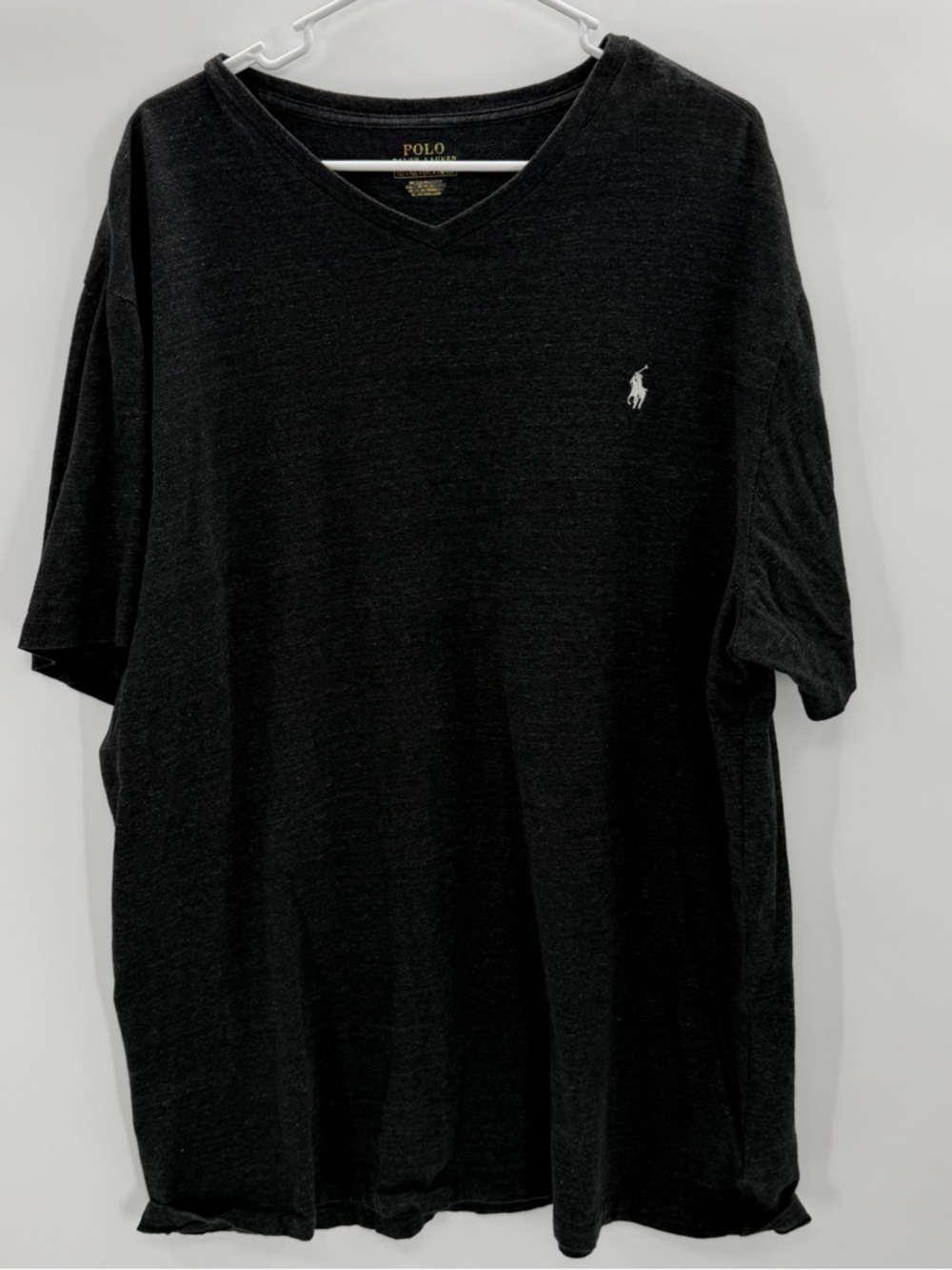 Polo by Ralph Lauren Black V-Neck Tee with White Pony Emblem